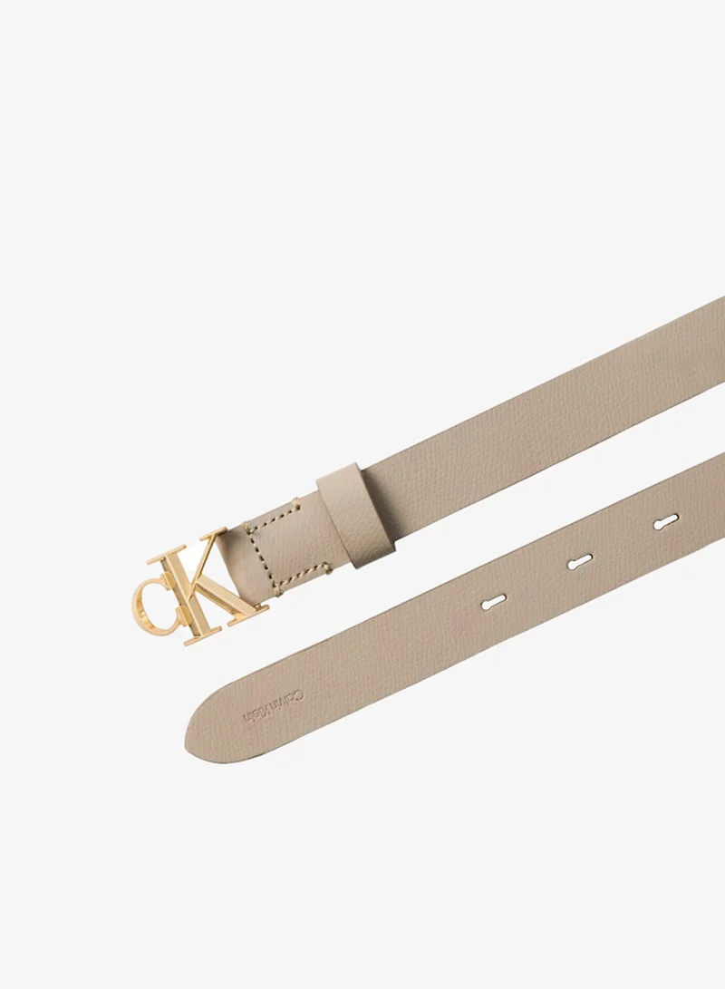 CALVIN KLEIN Faceted Monogram Buckle Leather Belt